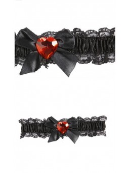 Jarretière dentelle et coeur rouge