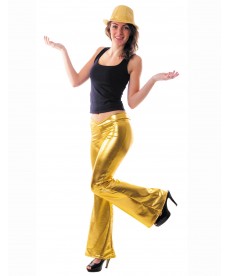 Pantalon disco femme doré