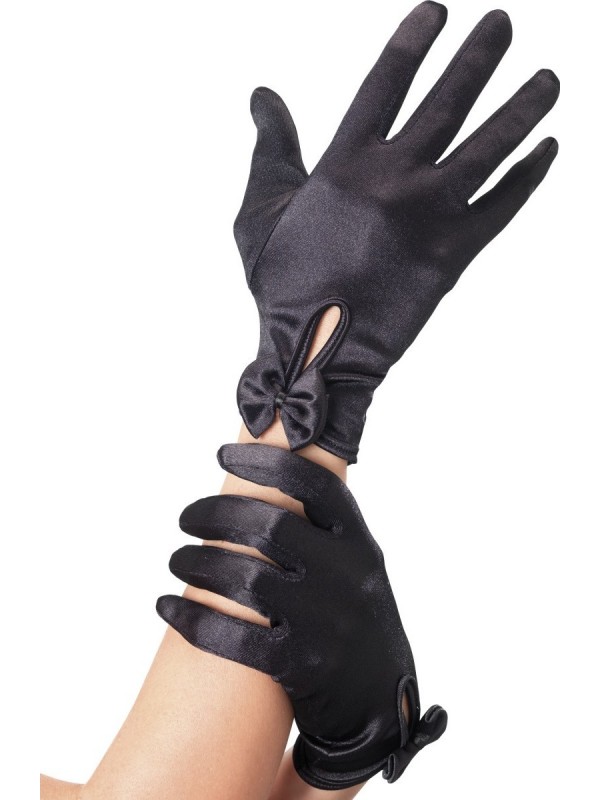 Gants noirs avec noeud