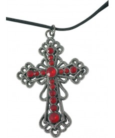 collier croix gothique rouge