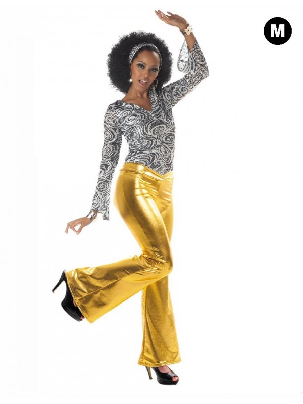 Pantalon disco femme doré