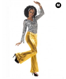 Pantalon disco femme doré