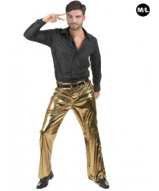 Pantalon disco homme or