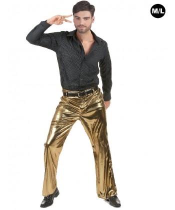 Pantalon disco homme or