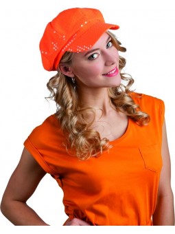 Casquette disco orange paillettes