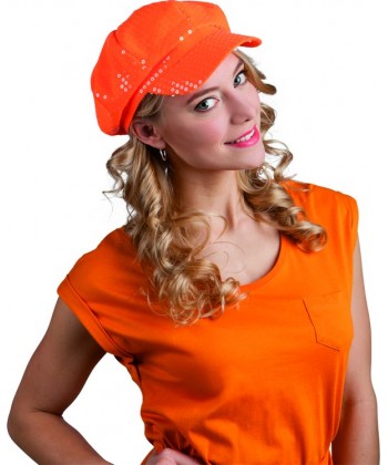 Casquette disco orange paillettes