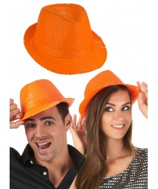 chapeau paillettes orange