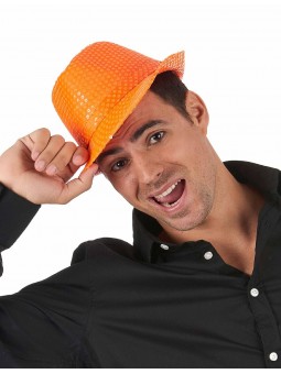 chapeau paillettes orange