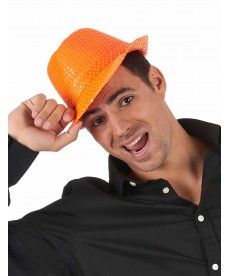 chapeau paillettes orange
