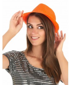 chapeau paillettes orange
