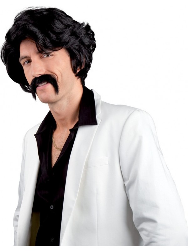 perruque disco homme avec moustache