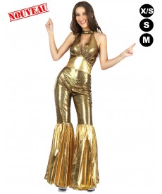 déguisement disco femme or