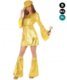 Déguisement Disco doré femme