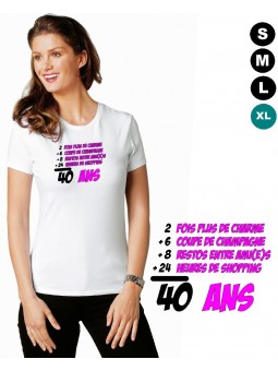 Tee shirt 40ans humoristique