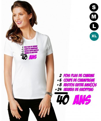 Tee shirt 40ans humoristique
