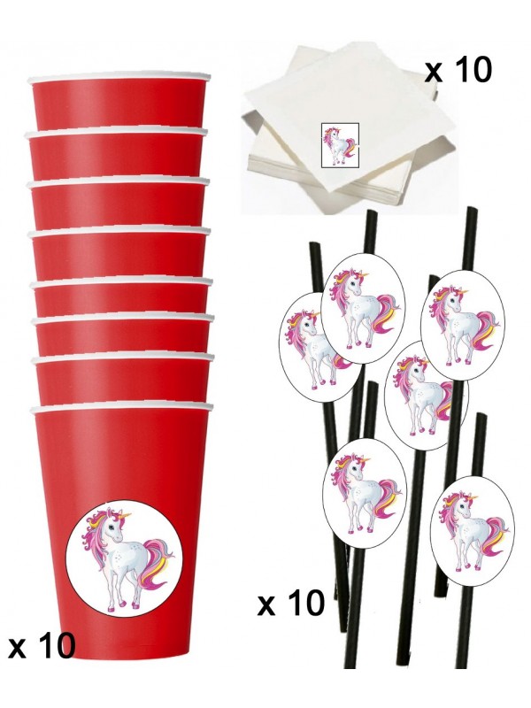 Kit anniversaire Licorne 10 personnes