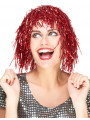 Perruque Disco paillettes Rouge