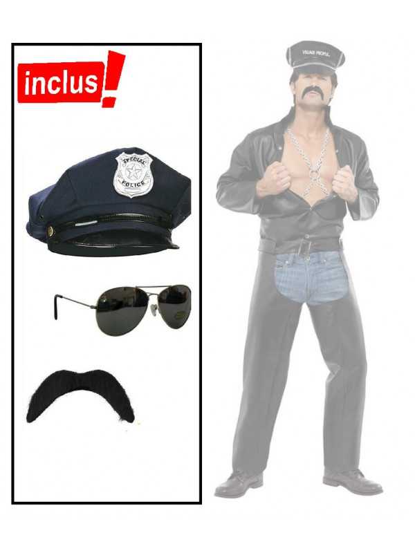 Set déguisement "Village people" Policier