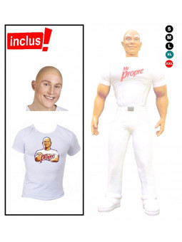 Set déguisement Mr Propre avec  crane chauve