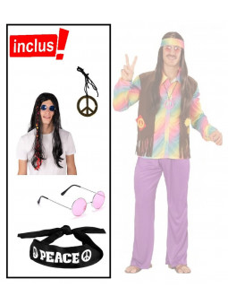 Set déguisement hippie mixte