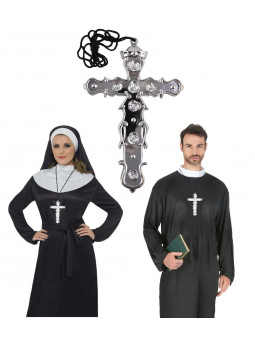 Croix de curé argentée