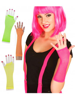 Mitaines années 80 en résille fluo