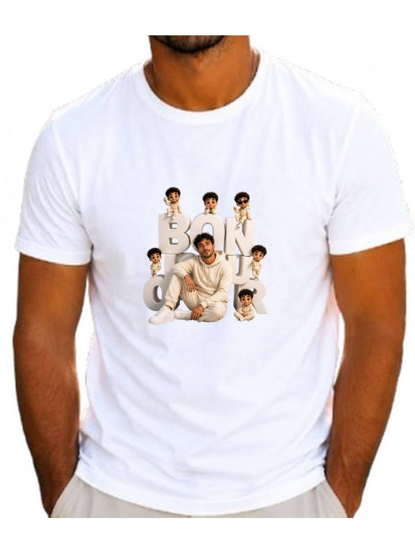 T. shirt personnalisé Bonjour
