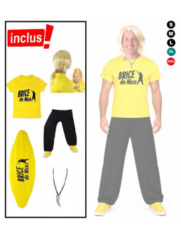 déguisement complet Brice de nice avec perruque, surf et collier