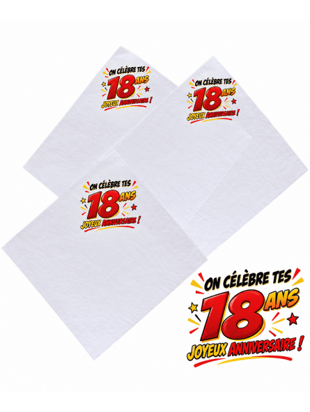 serviette anniversaire 18 ans