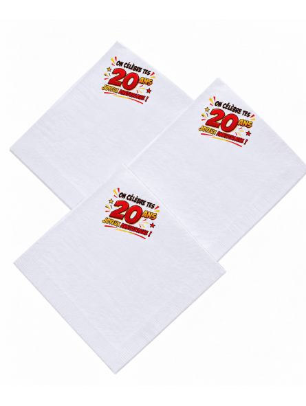 serviette anniversaire 20 ans