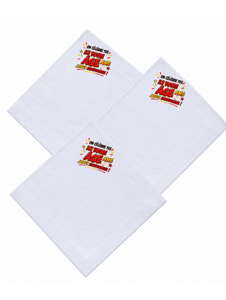 serviette anniversaire avec âge au choix