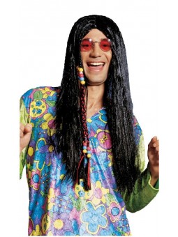 Perruque hippie noire