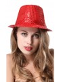 Casquette à paillettes disco rouge