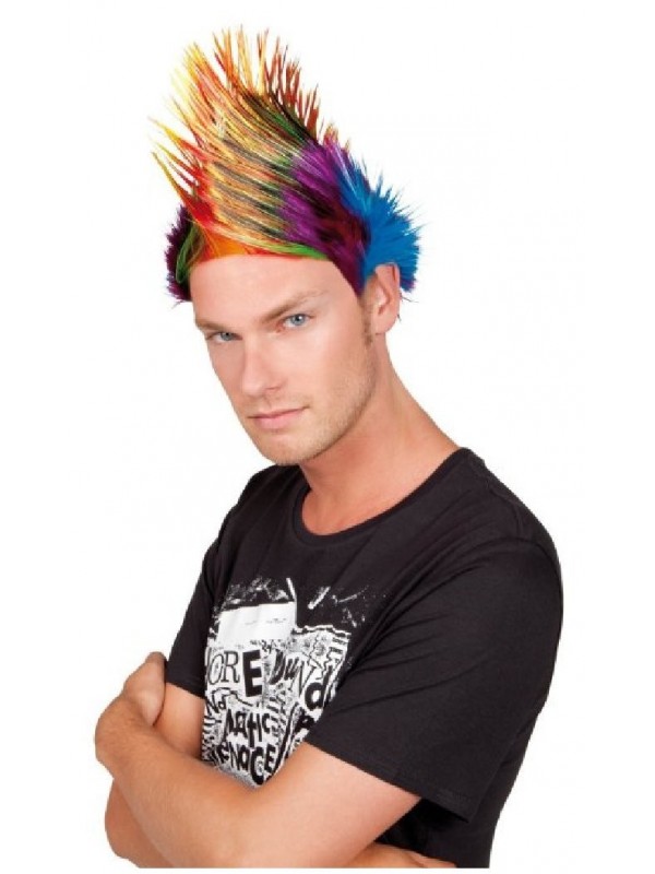 Perruque de punk multicolore