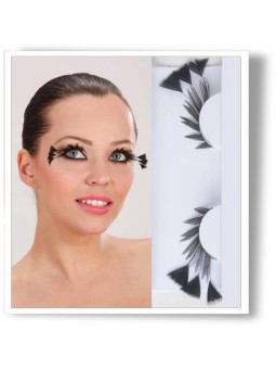 Faux cils longues plumes noires avec colle