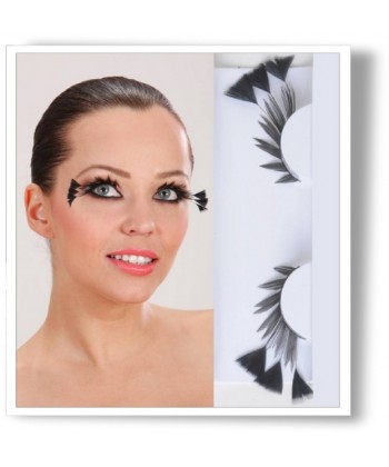 Faux cils longues plumes noires avec colle