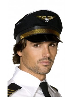 Casquette de pilote d'avion noire