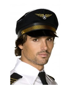 Casquette de pilote d'avion noire