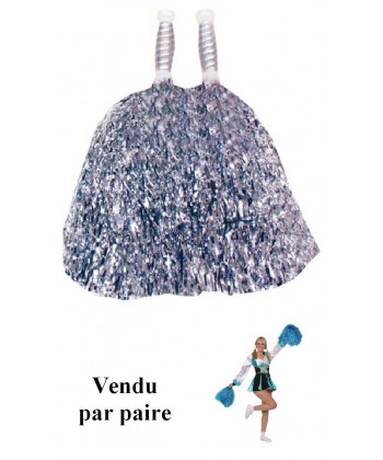 Paire de pom-poms argent