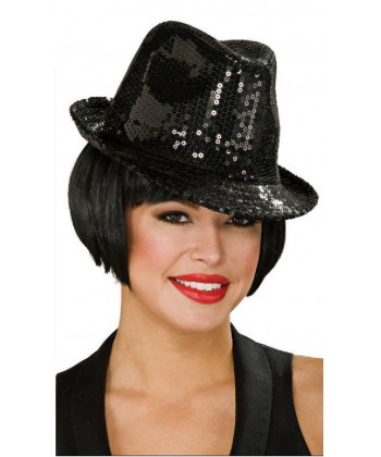 Chapeau disco paillettes noires